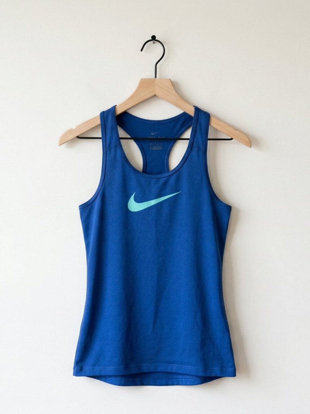 Nike Dri-Fit Racerback Tank Top | Blue & Teal Swoosh | Size S